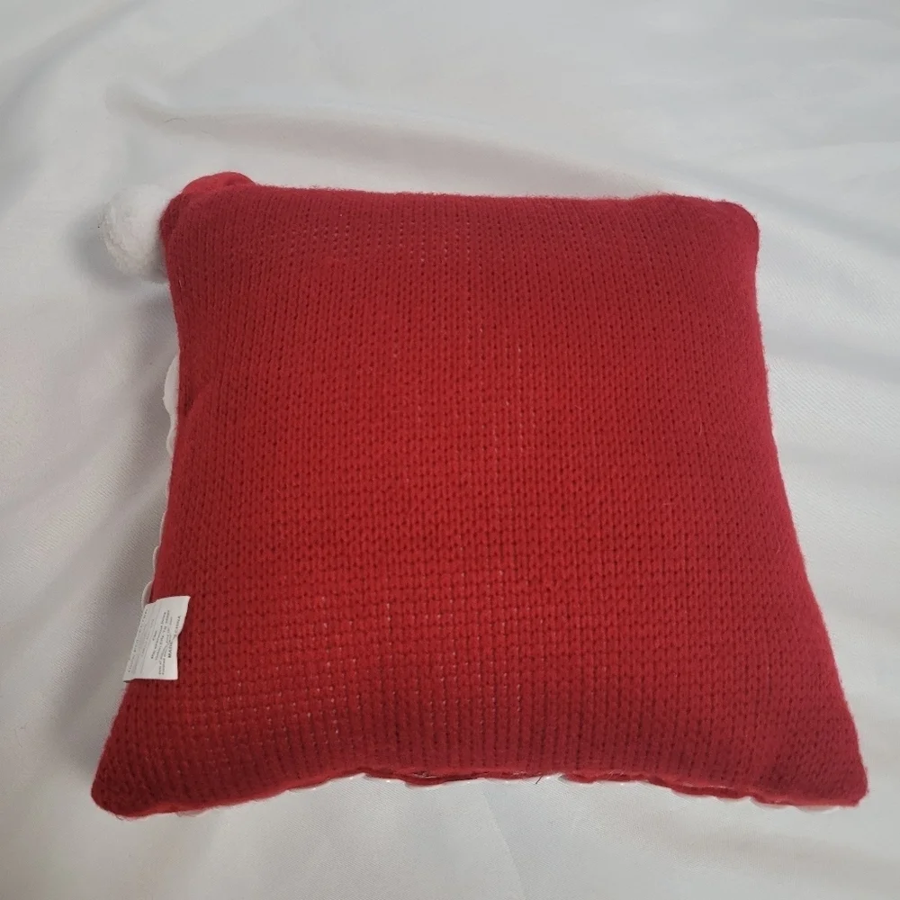 Santa Claus Christmas Decorative Throw Pillow W/ Button Beard 11x11